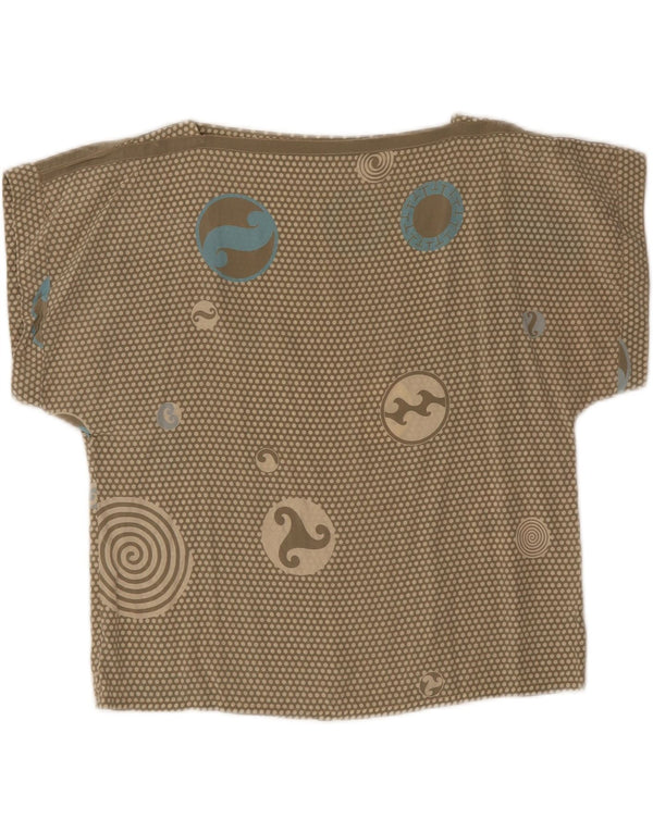 Camiseta feminina vintage UK 12 verde médio manchado