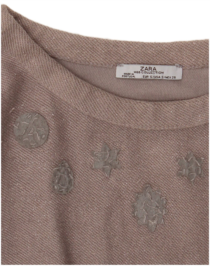ZARA Suéter feminino oversized com gola canoa Reino Unido 10 pequeno cinza