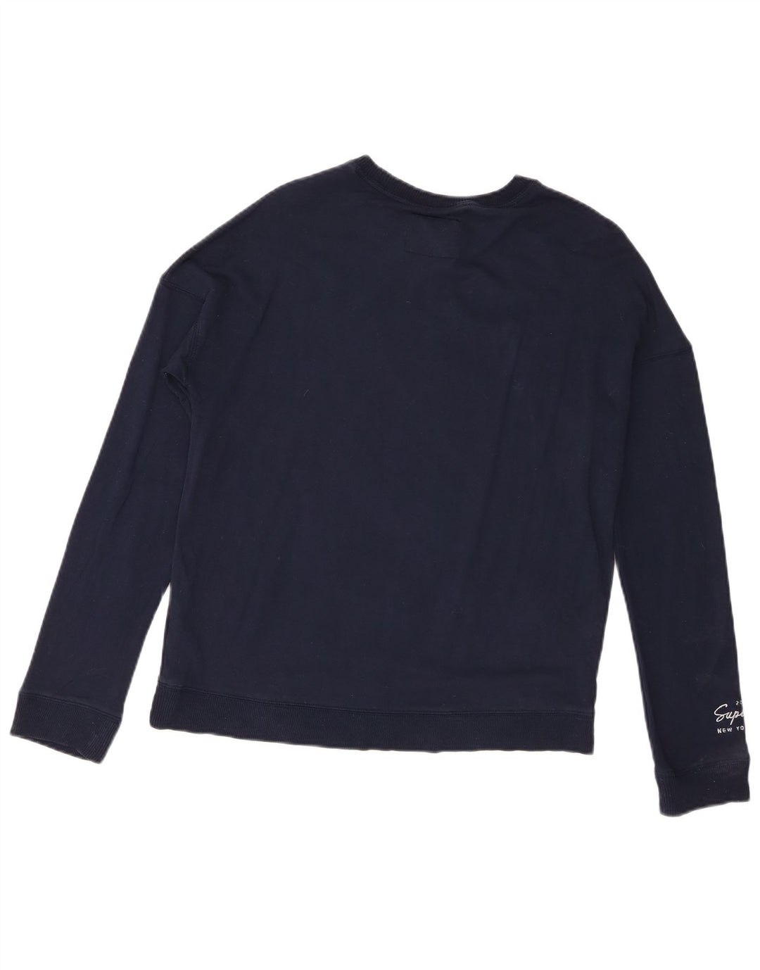 Suéter gráfico feminino Superdry UK 8 pequeno azul marinho viscose