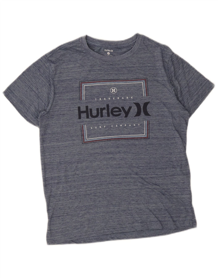 Camiseta masculina Hurley com estampa gráfica pequena de poliéster manchado azul marinho