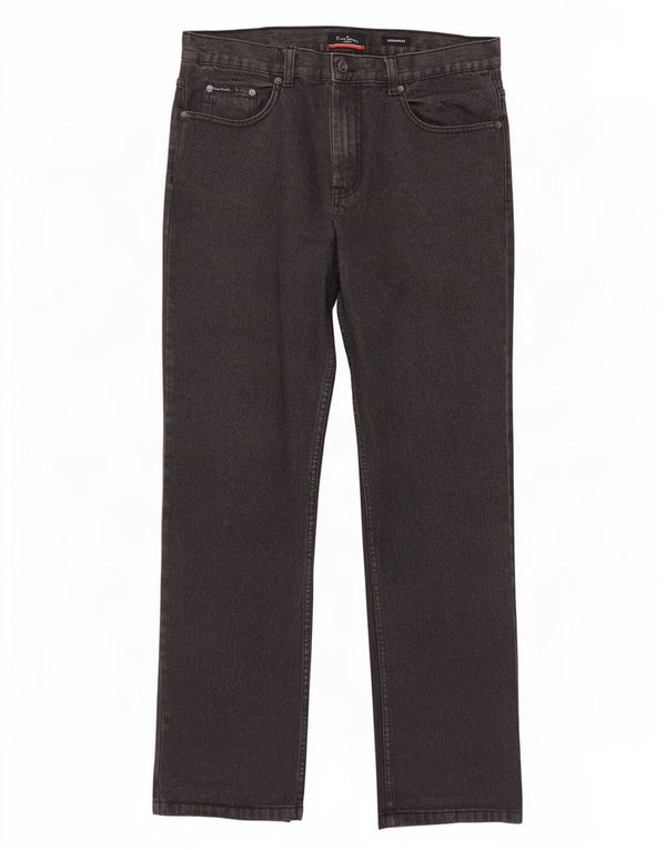 Pierre Cardin Mens Regular Fit Straight Jeans W34 L31 Algodão Cinza