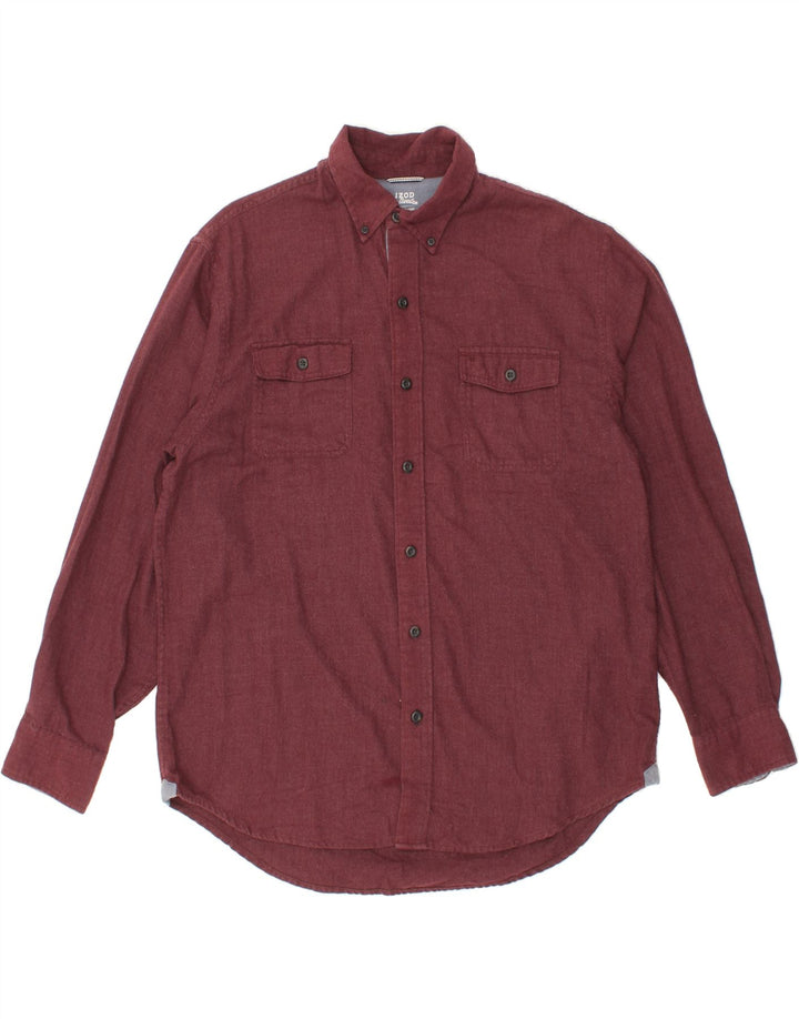 IZOD Mens Salt Water Relaxed Fit Shirt Large Maroon Cotton Vintage Izod and Second-Hand Izod from Messina Hembry 