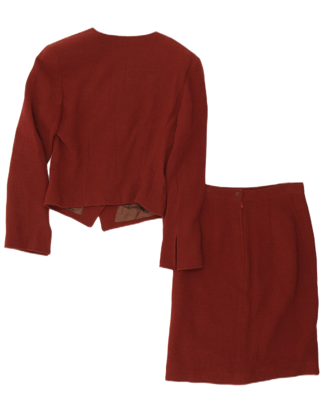 Conjunto de saia feminina Ungaro com 5 botões e 2 peças IT 40 pequeno W28 lã marrom