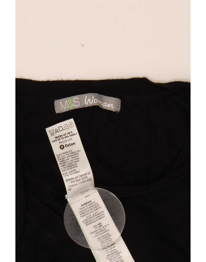 Suéter feminino Marks & Spencer com decote em V e gola V Reino Unido 12 médio preto