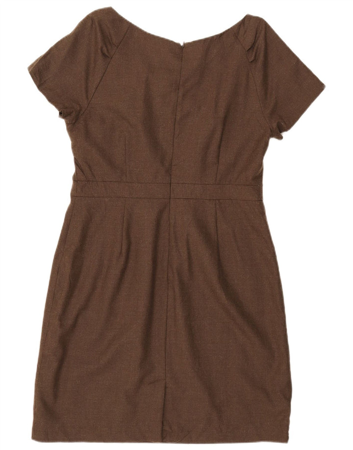 J. CREW Vestido feminino bainha US 12 grande lã marrom