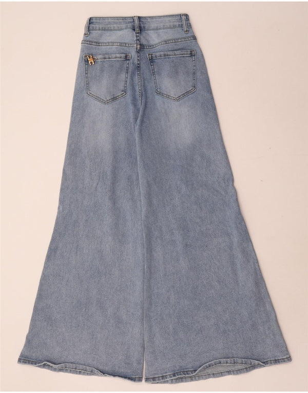 Elisabetta Franchi Calça jeans feminina cintura alta com perna larga XS W24 L31 algodão azul