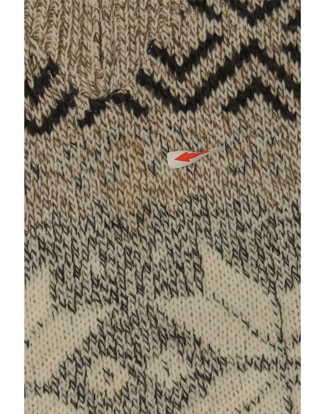 Suéter masculino C&A canda com zíper e gola redonda bege médio Fair Isle acrílico