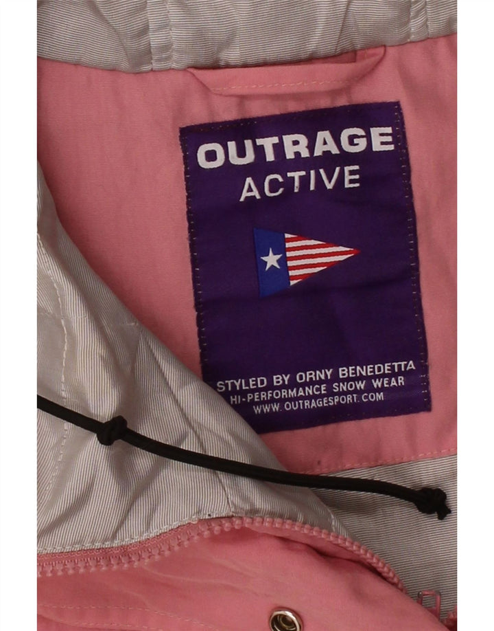 OUTRAGE Womens Hooded Windbreaker Coat UK 18 XL Pink Vintage Outrage and Second-Hand Outrage from Messina Hembry 