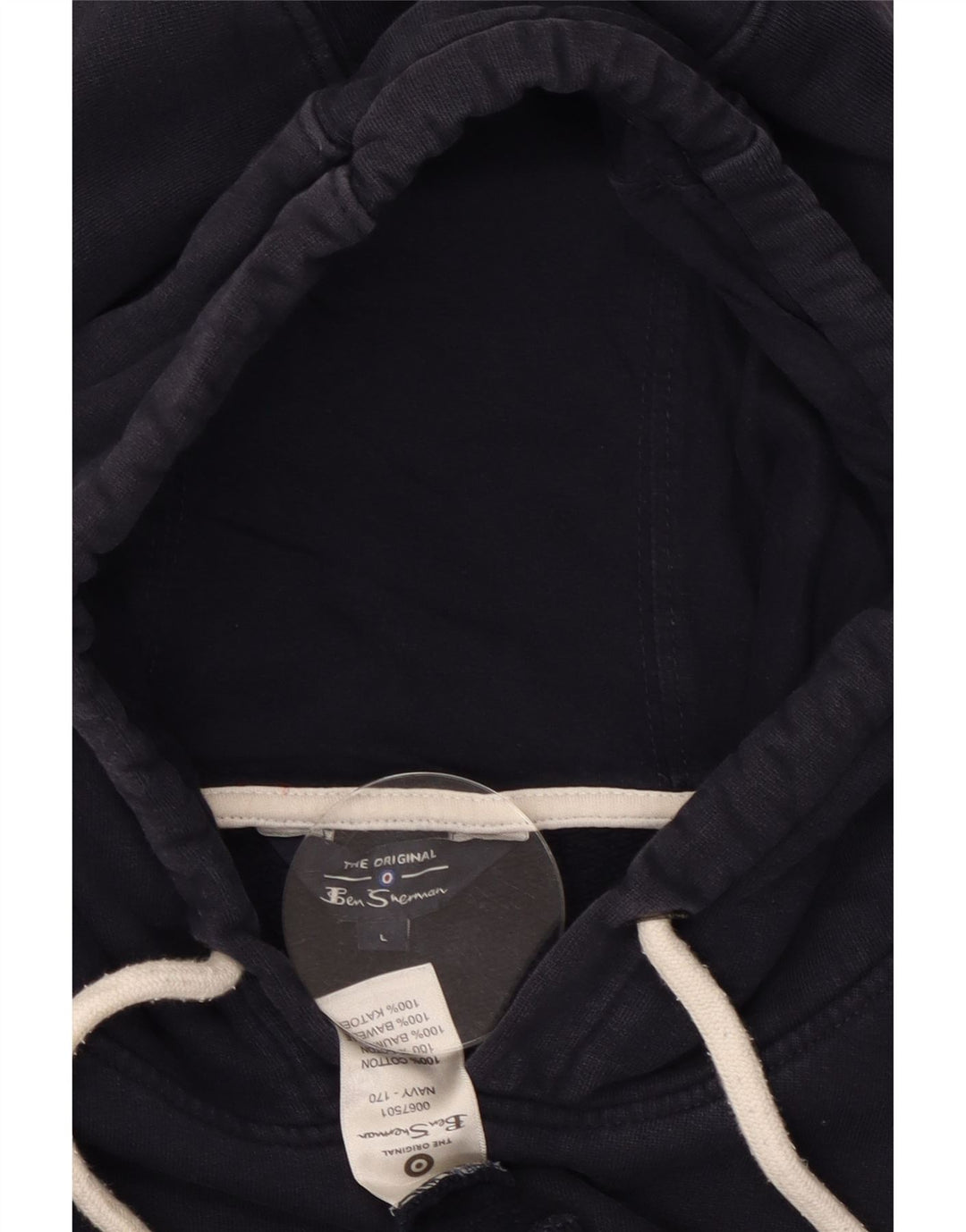 BEN SHERMAN Suéter feminino com capuz e estampa de grandes dimensões Reino Unido 16 grande azul marinho