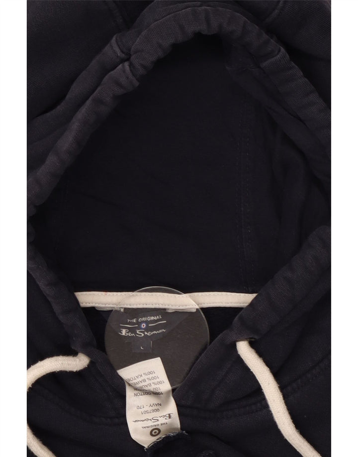 BEN SHERMAN Suéter feminino com capuz e estampa de grandes dimensões Reino Unido 16 grande azul marinho