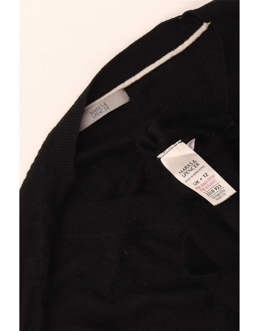 Suéter feminino Marks & Spencer com decote em V e gola V Reino Unido 12 médio preto