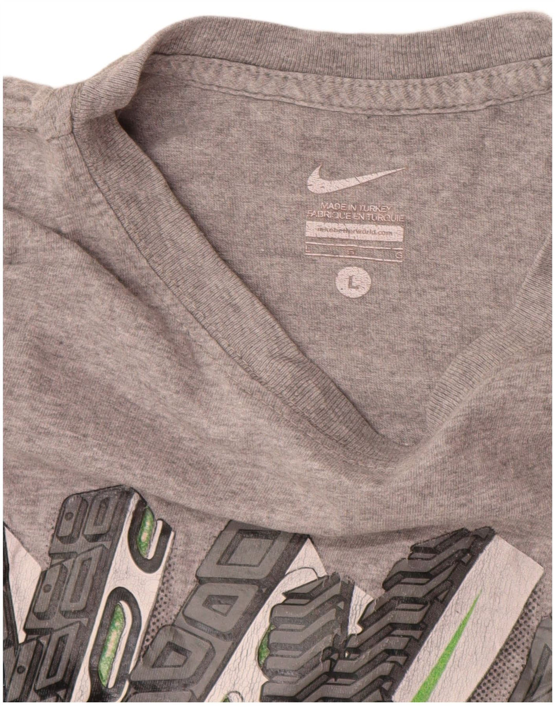 Camiseta Nike masculina gráfica grande cinza manchada