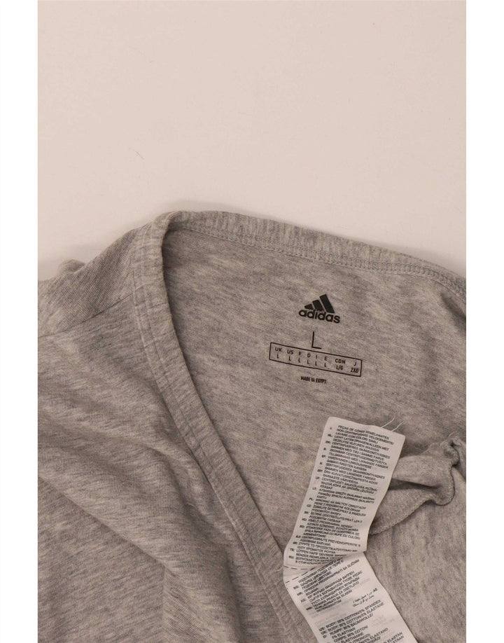 Adidas Mens Camiseta Top Grande Algodão Cinza