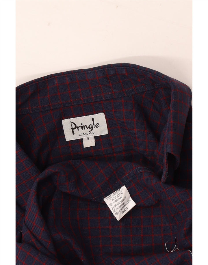 Camisa Pringle Masculina Pequena Roxa Gingham Poliéster