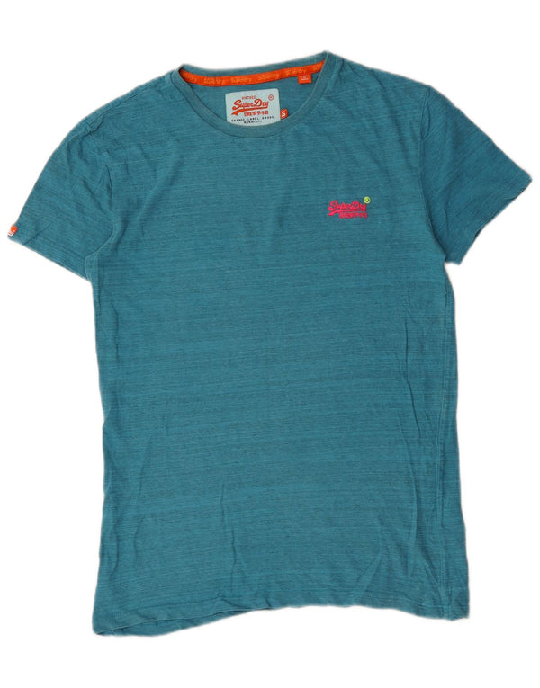 Camiseta masculina Superdry Top pequeno algodão risca de giz azul