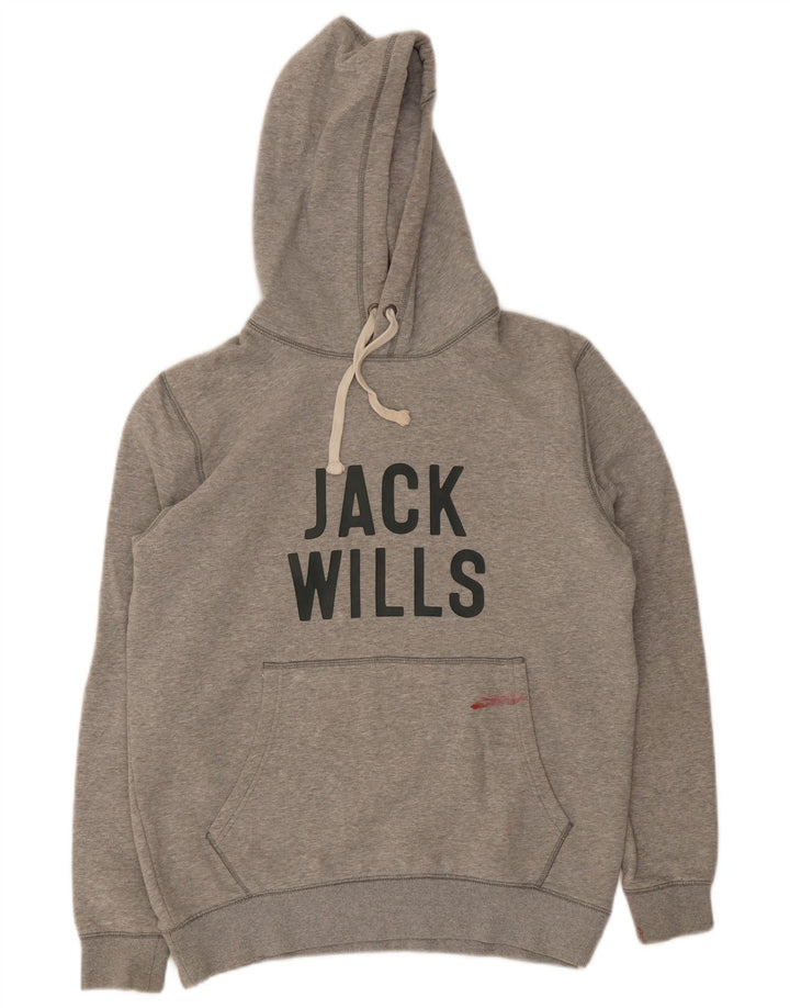 Jack Wills moletom com capuz masculino gráfico pequeno algodão cinza