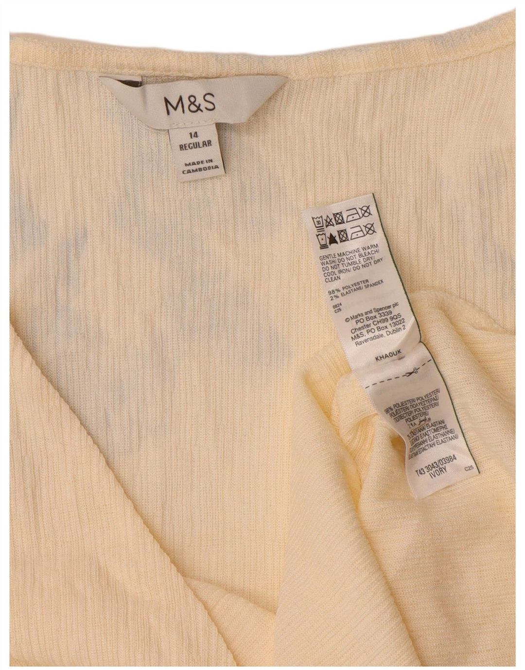 Blusa feminina de manga comprida Marks & Spencer UK 14 poliéster bege médio