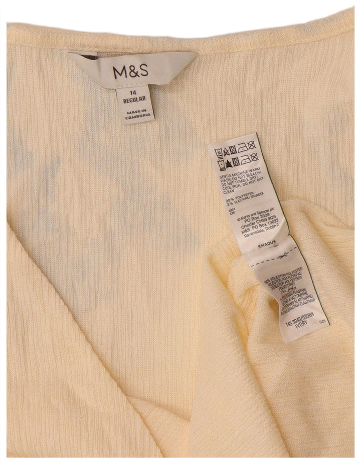 Blusa feminina de manga comprida Marks & Spencer UK 14 poliéster bege médio