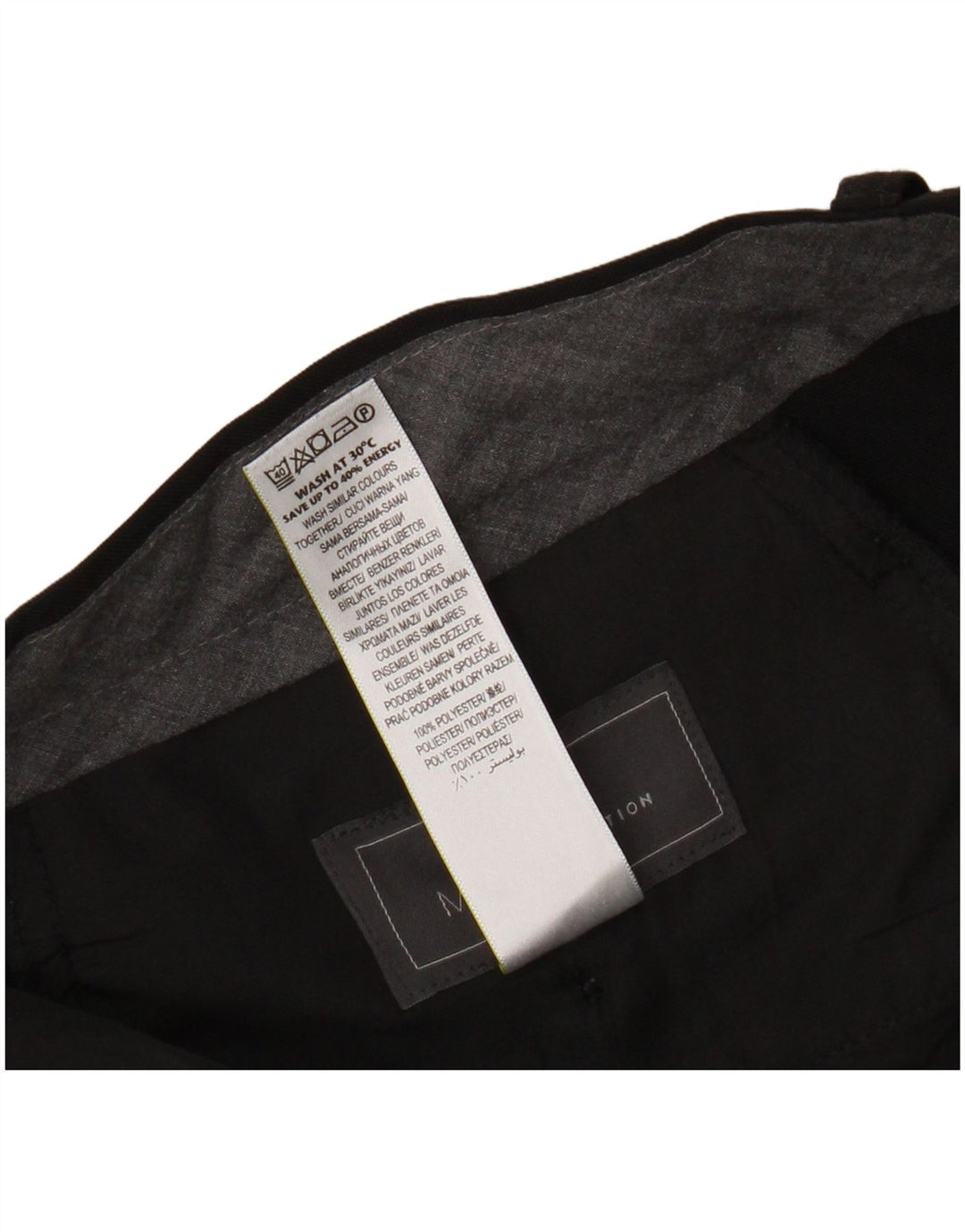 Calça masculina de ajuste regular Marks & Spencer W34 L27 poliéster preto