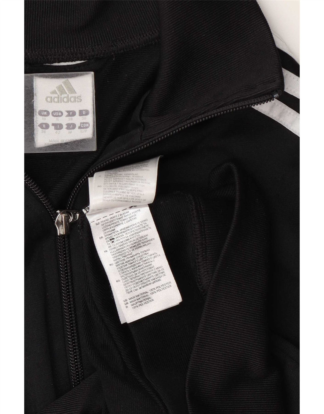 Adidas Womens Tracksuit Top Jacket UK 10 Pequeno Poliéster Preto
