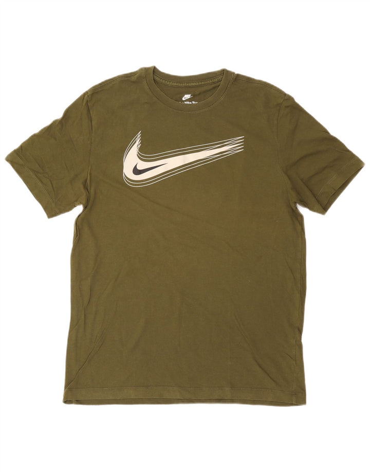 Camiseta Nike masculina gráfica Top médio algodão cáqui