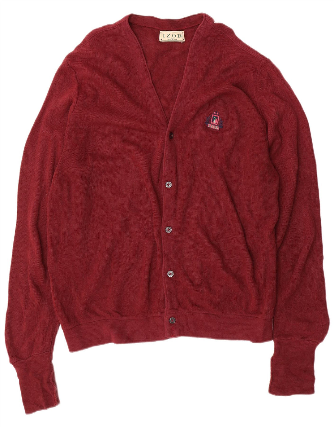 Izod Suéter Cardigan Masculino XL Borgonha Acrílico