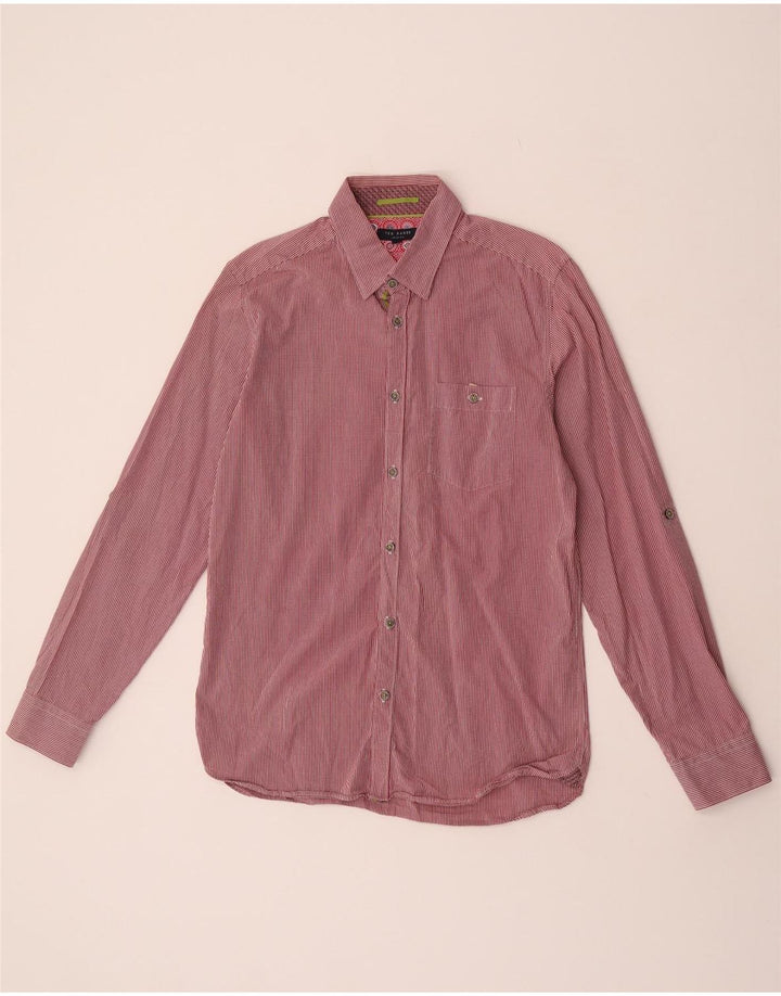 Camisa masculina Ted Baker tamanho 3 médio vermelho algodão guingão