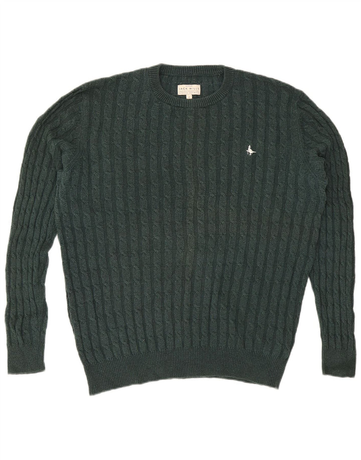 Suéter masculino Jack Wills com gola redonda de lã verde médio