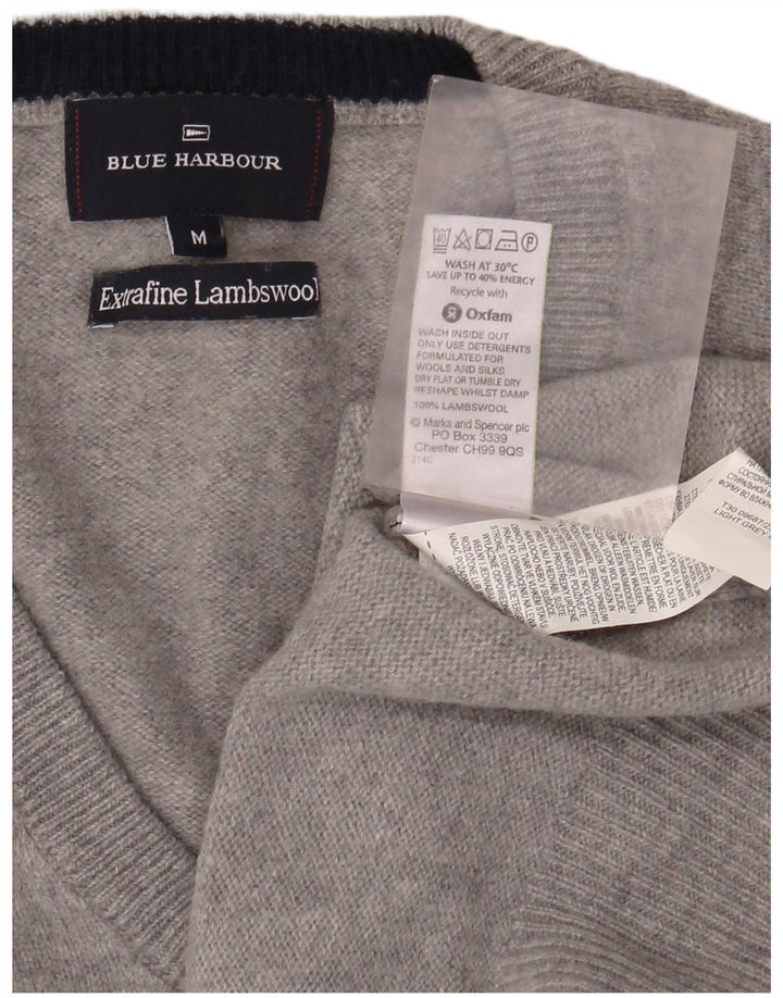Suéter feminino Marks & Spencer Blue Harbor com decote em V Reino Unido 14 cinza médio