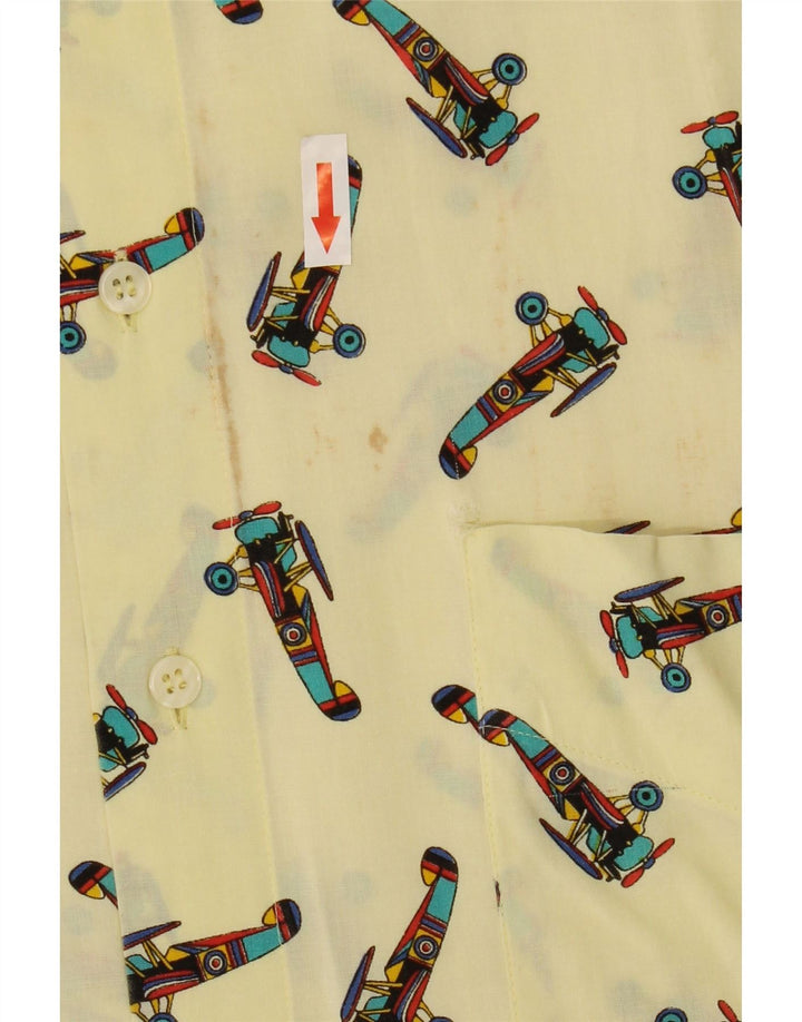 Camisa masculina vintage de manga curta XL amarela