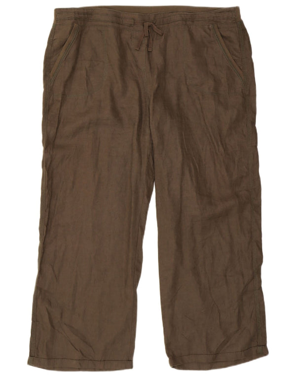 Calça feminina reta casual Marks & Spencer UK 20 2XL W40 L28 cáqui