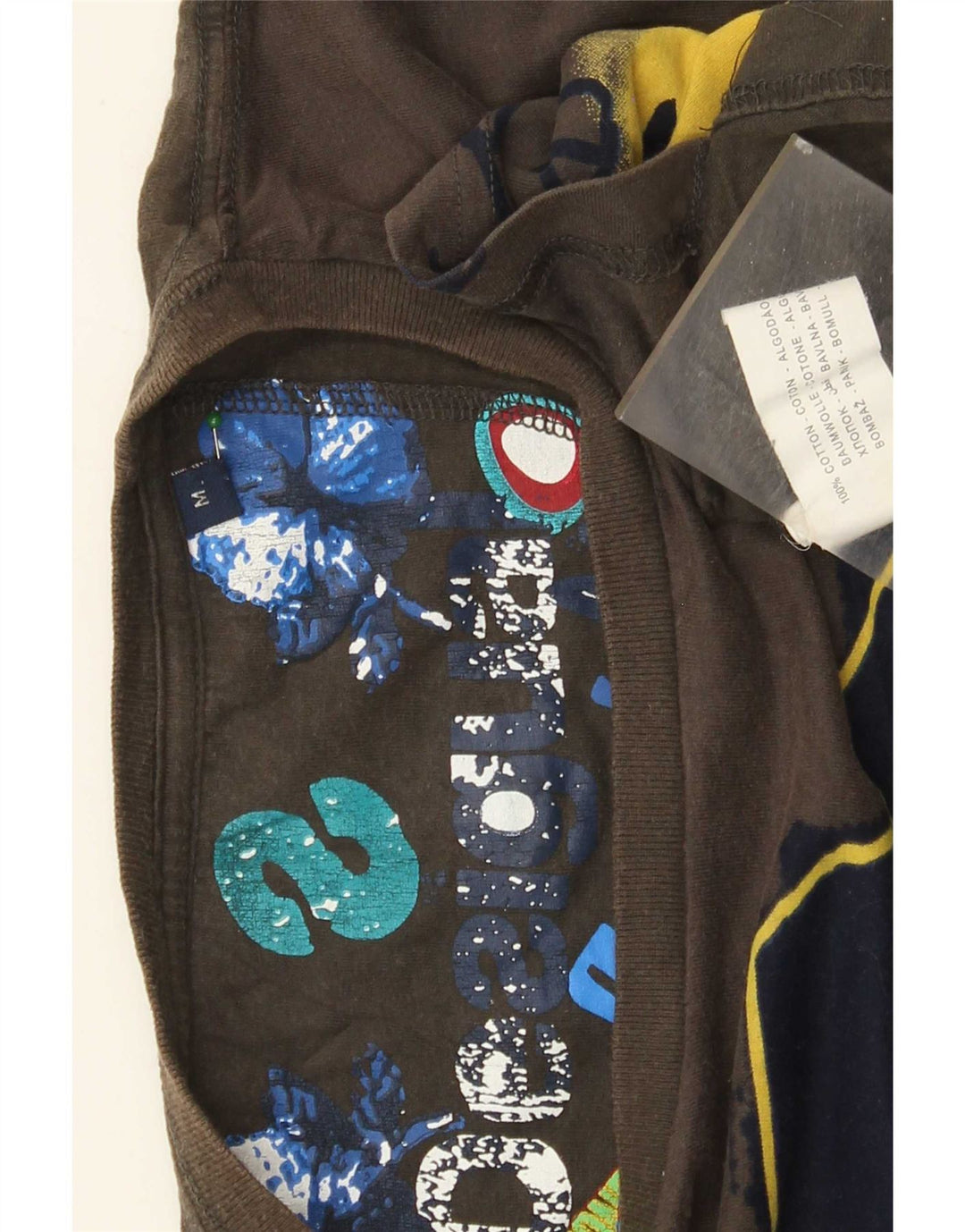 Desigual Camiseta masculina gráfica Top médio algodão marrom