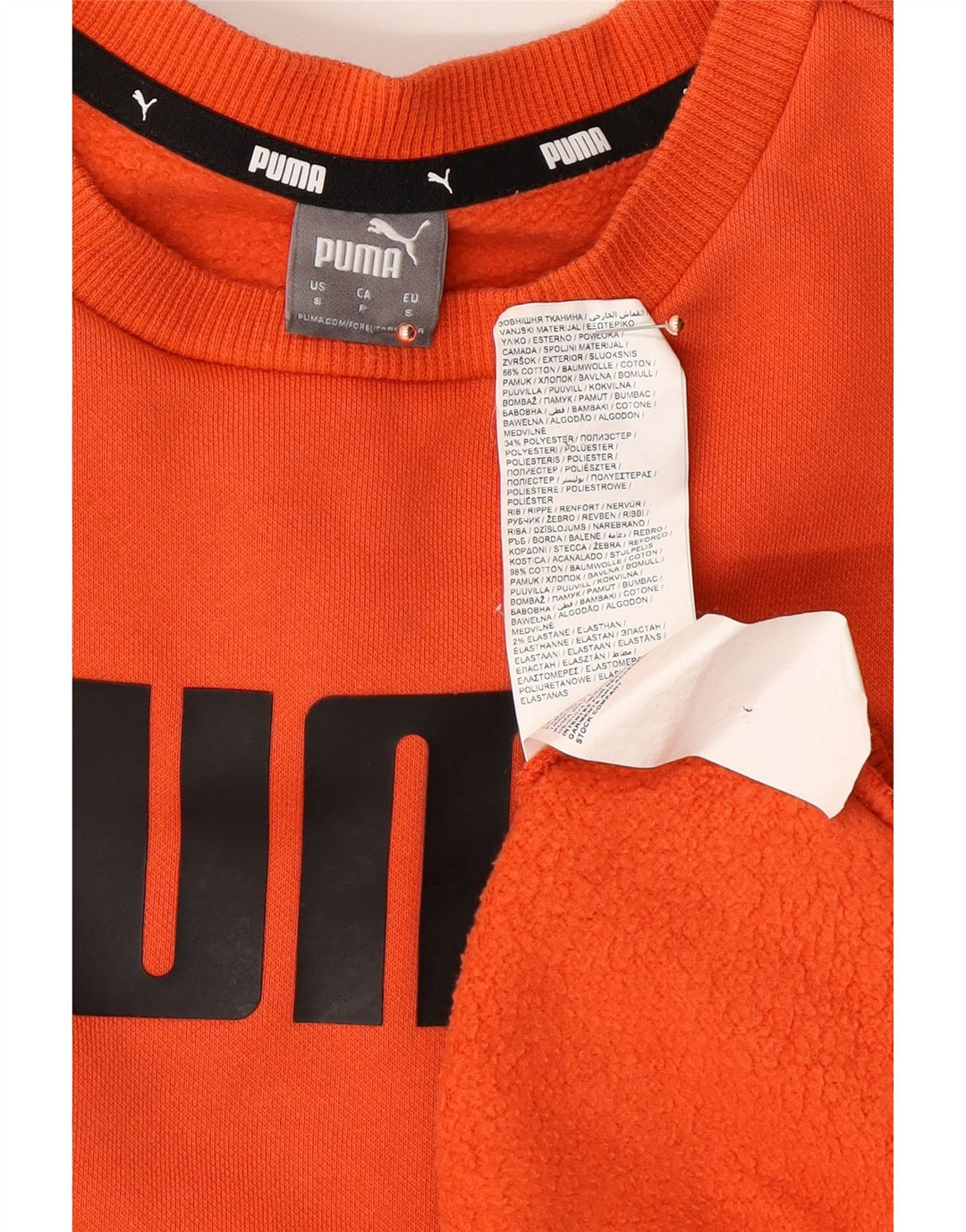 PUMA feminino oversized gráfico moletom jumper Reino Unido 10 pequeno algodão laranja