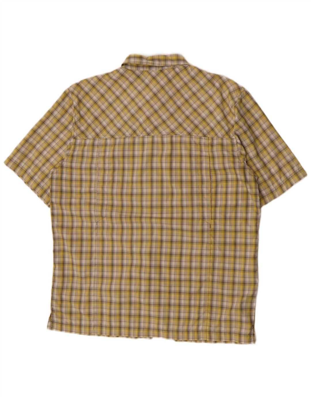 Camisa masculina McKinley de manga curta grande poliéster xadrez amarelo