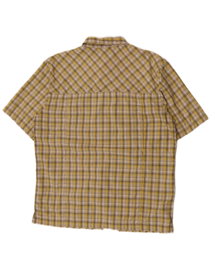 Camisa masculina McKinley de manga curta grande poliéster xadrez amarelo