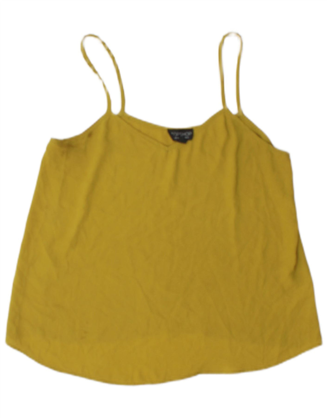 Topshop feminino Cami Top UK 10 pequeno poliéster amarelo
