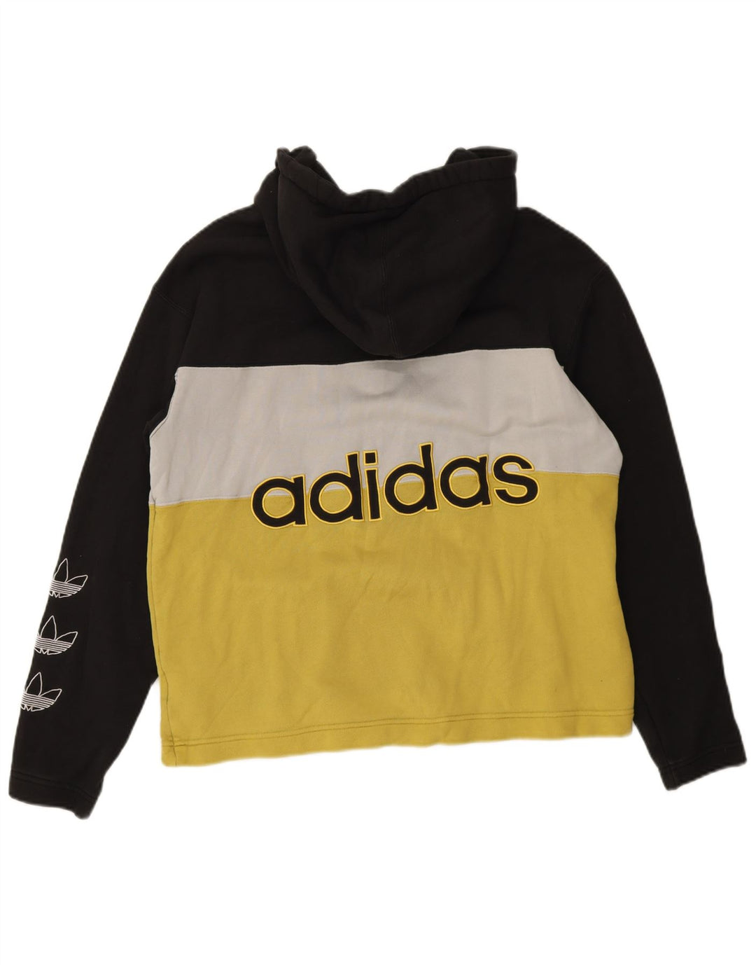 Suéter masculino Adidas com capuz e zíper gráfico médio bloco colorido multicolorido