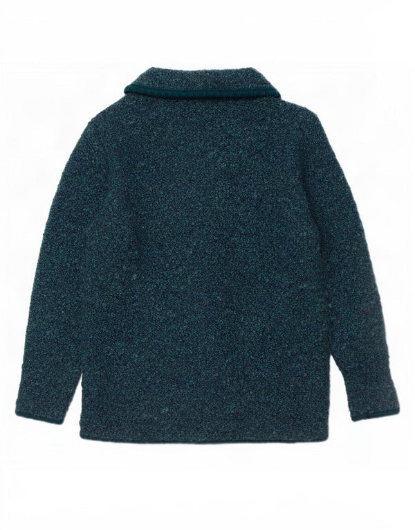 Suéter cardigã feminino Casamia Reino Unido 10 acrílico manchado azul pequeno