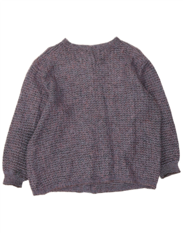 Suéter Cardigan Feminino Vintage Reino Unido 16 Grande Azul