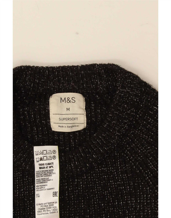 Suéter masculino Marks & Spencer com gola redonda, médio preto manchado