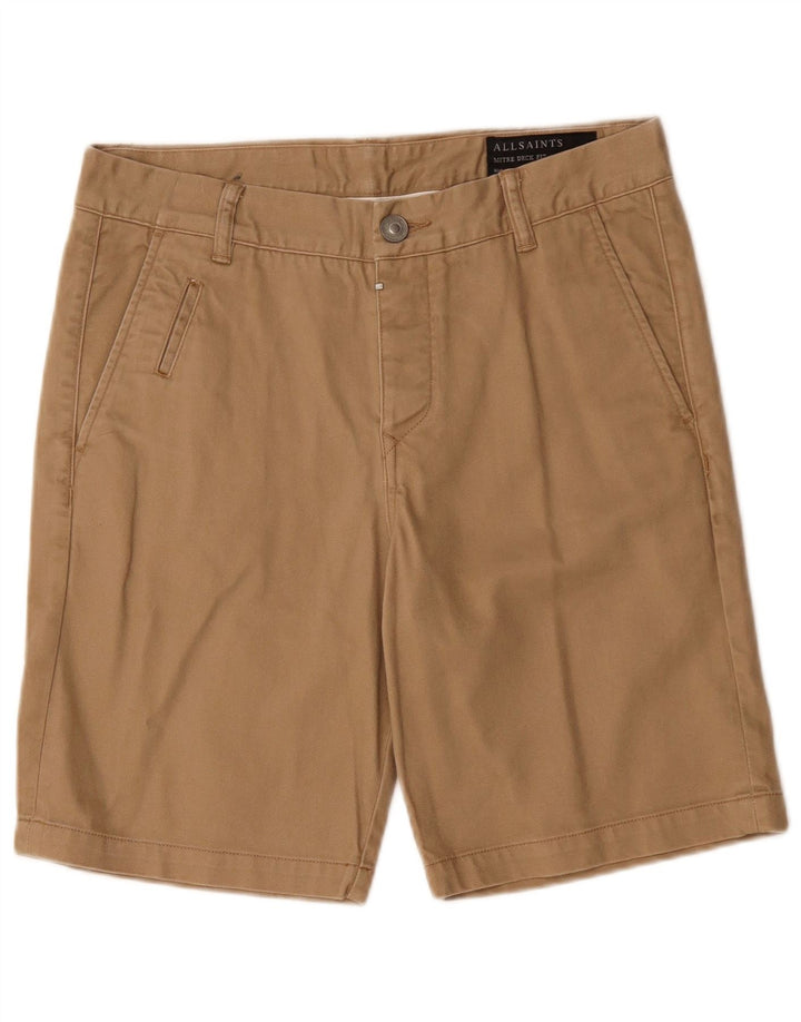 All Saints Mens Chino Shorts W30 Algodão Bege Médio