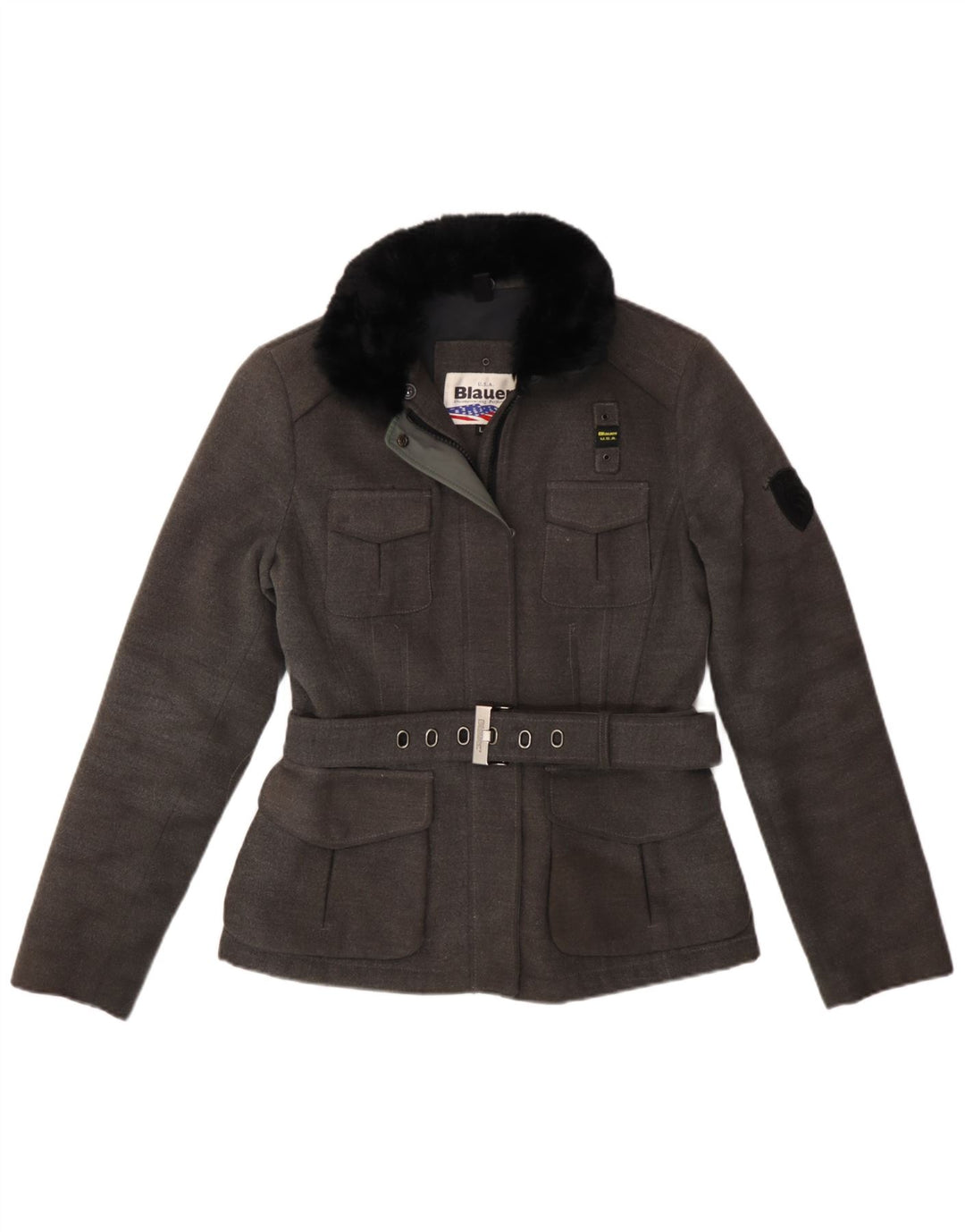 Casaco blusão feminino Blauer UK 16 poliéster cinza grande