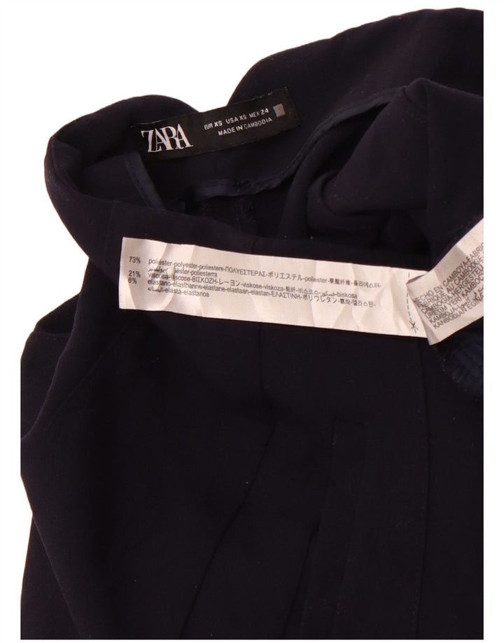 Calça casual feminina ZARA de cintura alta cônica XS W24 L26 azul marinho