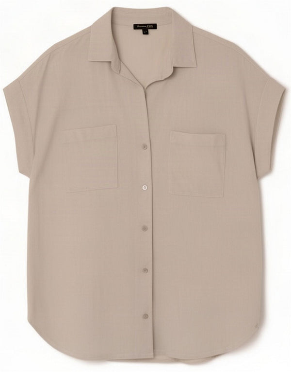 Massimo Dutti Blusa feminina de manga curta oversized UK 14 Azul Médio
