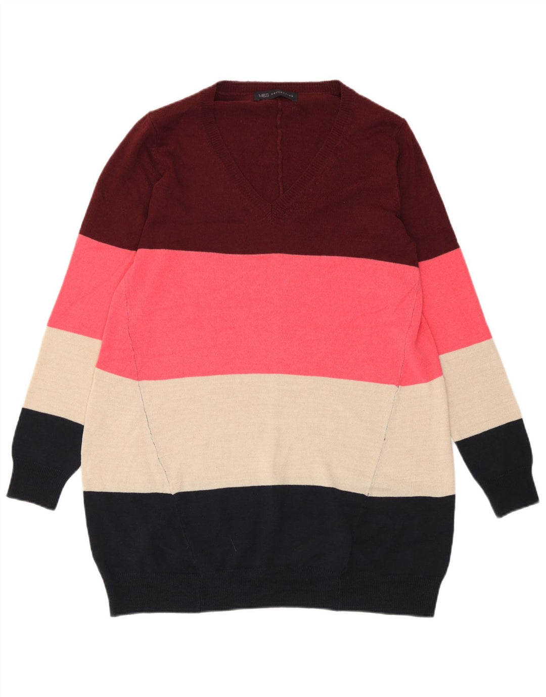 Suéter feminino Marks & Spencer com decote em V UK 6 XS multicolorido