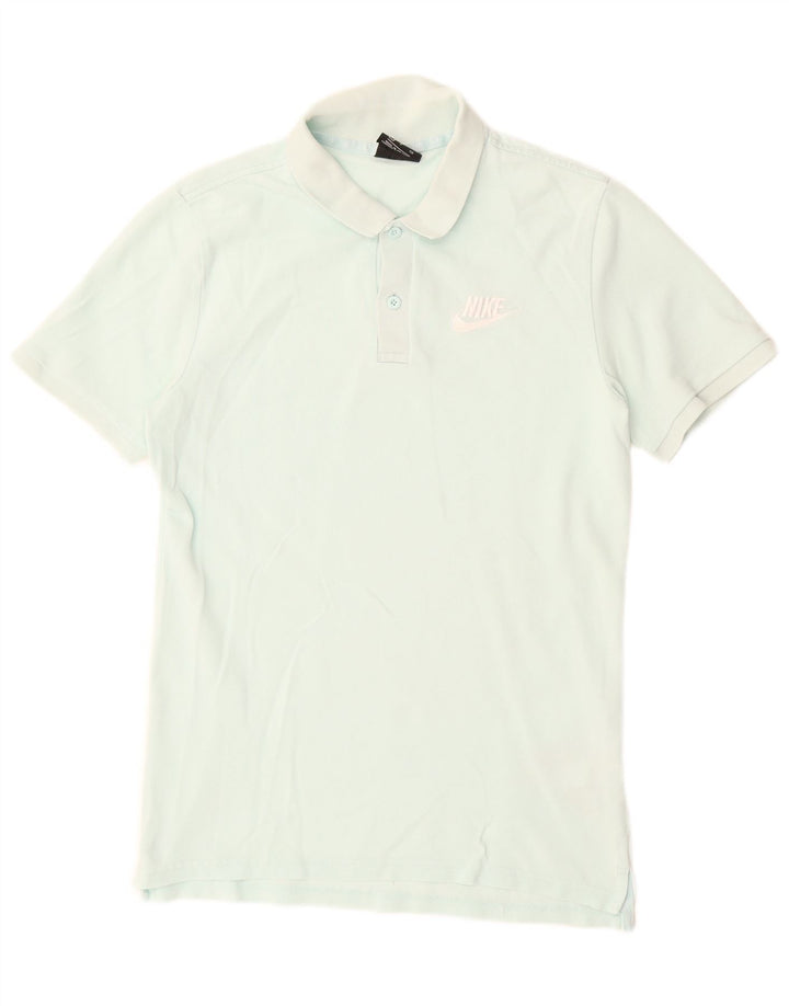 Camisa polo masculina Nike pequena turquesa algodão
