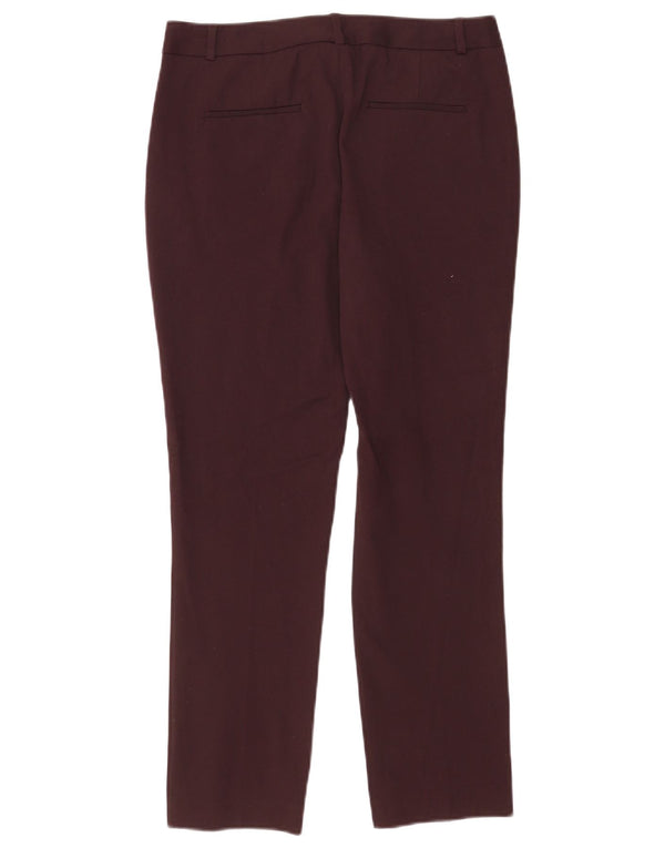 Calça feminina Reiss Slim Suit UK 10 Small W28 L26 Borgonha Poliéster