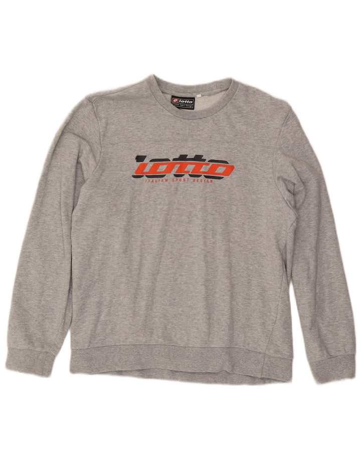 Lotto moletom feminino gráfico jumper UK 14 algodão manchado cinza médio