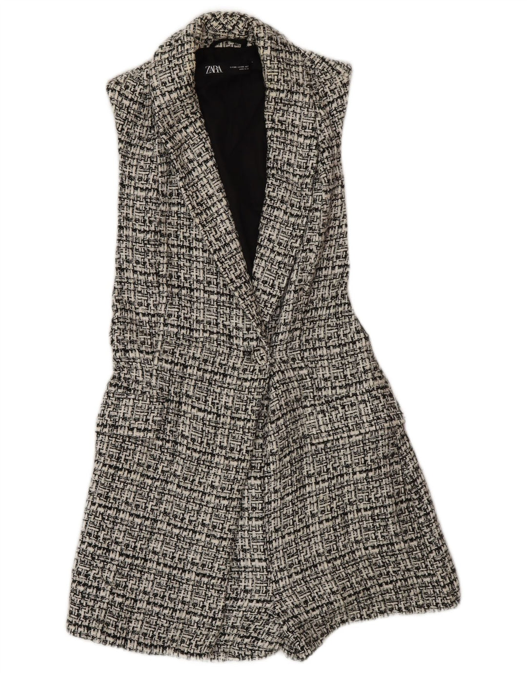 Macacão feminino sem mangas Zara UK 6 XS poliéster xadrez cinza