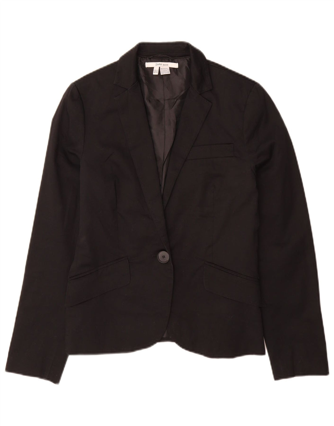 Jaqueta blazer feminina Zara com 1 botão Reino Unido 12 algodão preto médio